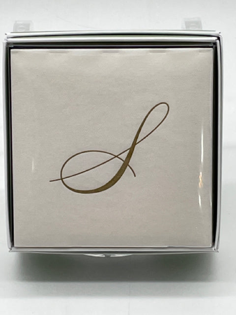 COCKTAIL NAPKIN "S" INITIAL WHITE AND GOLD PAPER LINEN