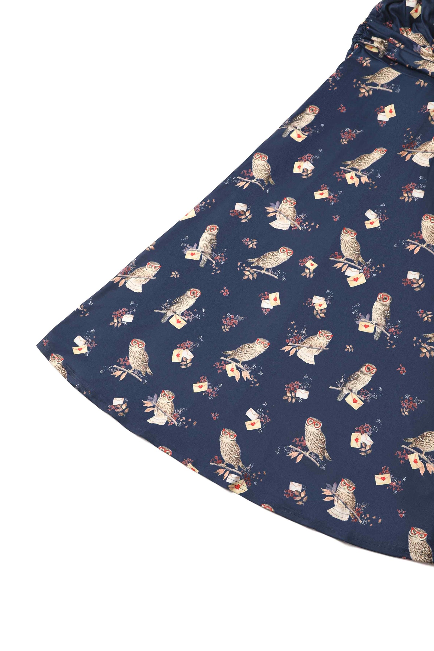 Donna Crossover Bust Oxford Blue Owls and Letters Dress