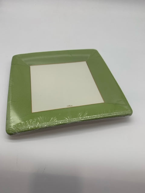 DINNER PLATES GROSGRAIN BOARDER MOSS GREEN