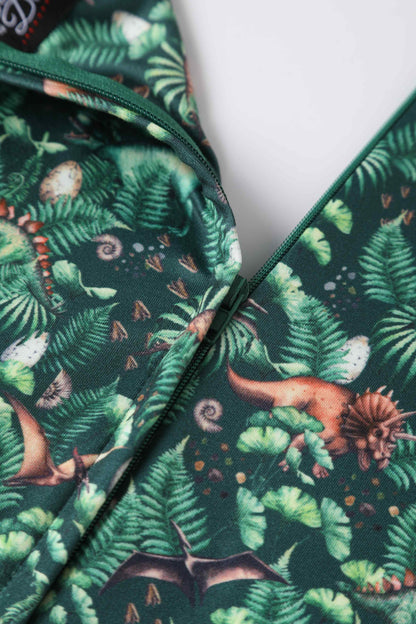Esther Dinosaur Forest Jumpsuit In Green