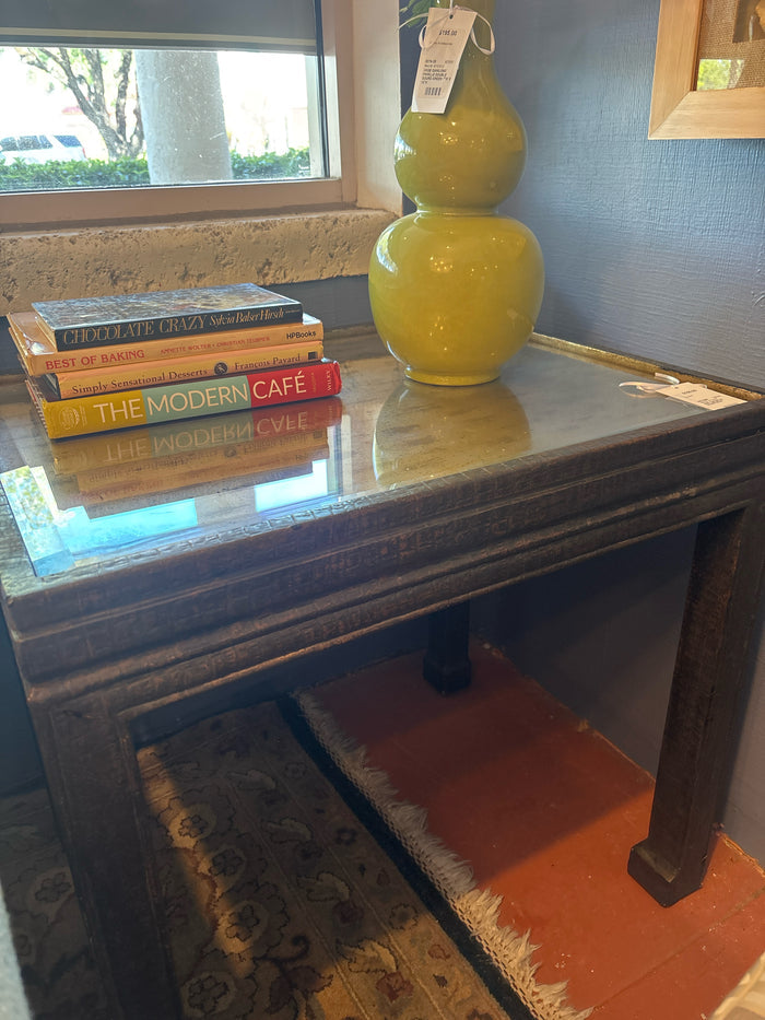 END TABLES W/ GLASS INLAY