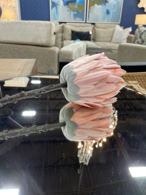 FLOCKED PROTEA STEM 26" PINK