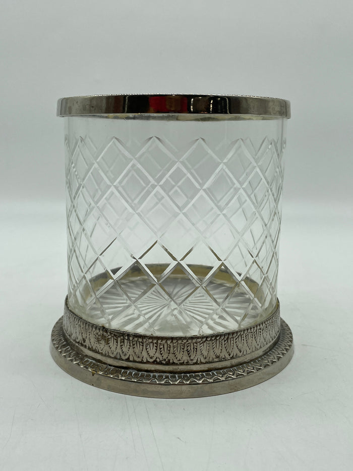 GLASS CANDLE HOLDER GOLD DETAIL