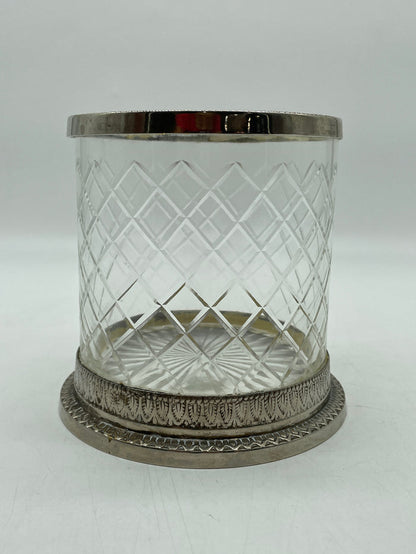 GLASS CANDLE HOLDER GOLD DETAIL