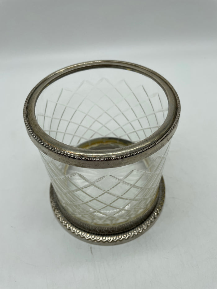 GLASS CANDLE HOLDER GOLD DETAIL
