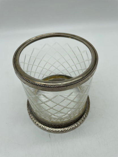 GLASS CANDLE HOLDER GOLD DETAIL