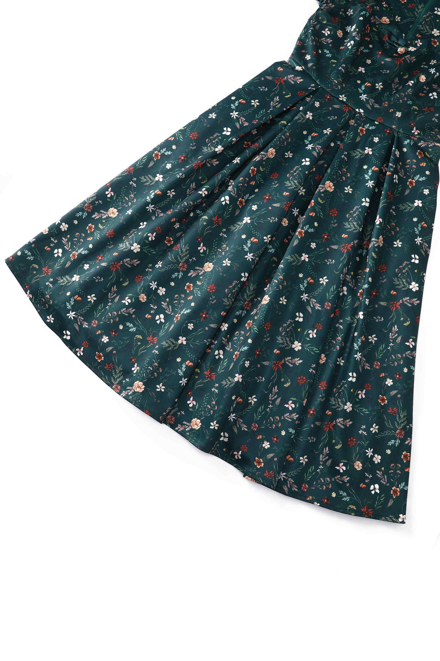 Lily Green Ditsy Floral Off Shoulder Flared Dress