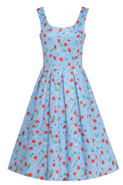 Amanda Light Blue Poppy Swing Dress