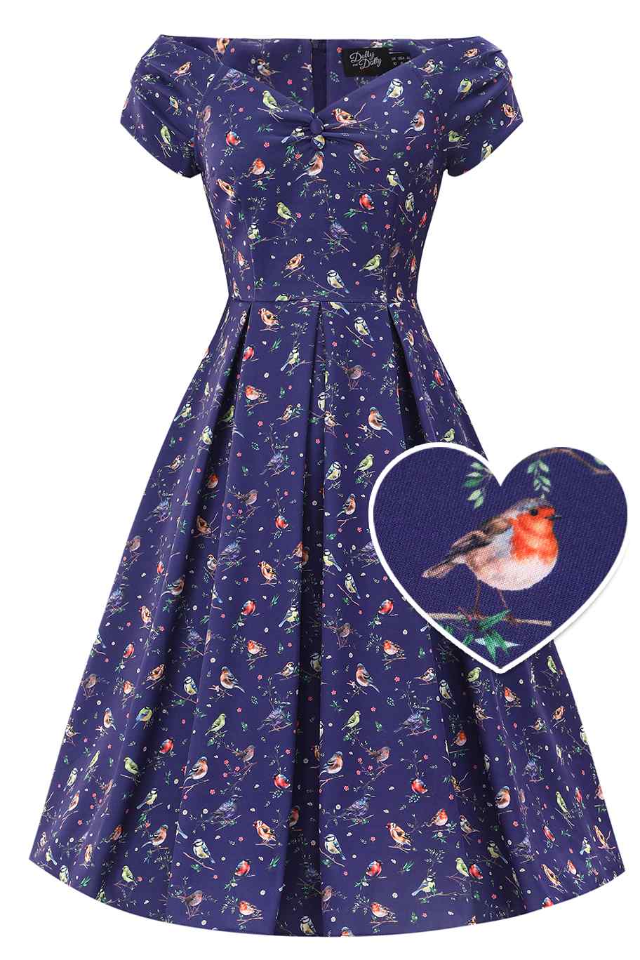 Lily Bird Garden Off Shoulder Dress In Navy Blue