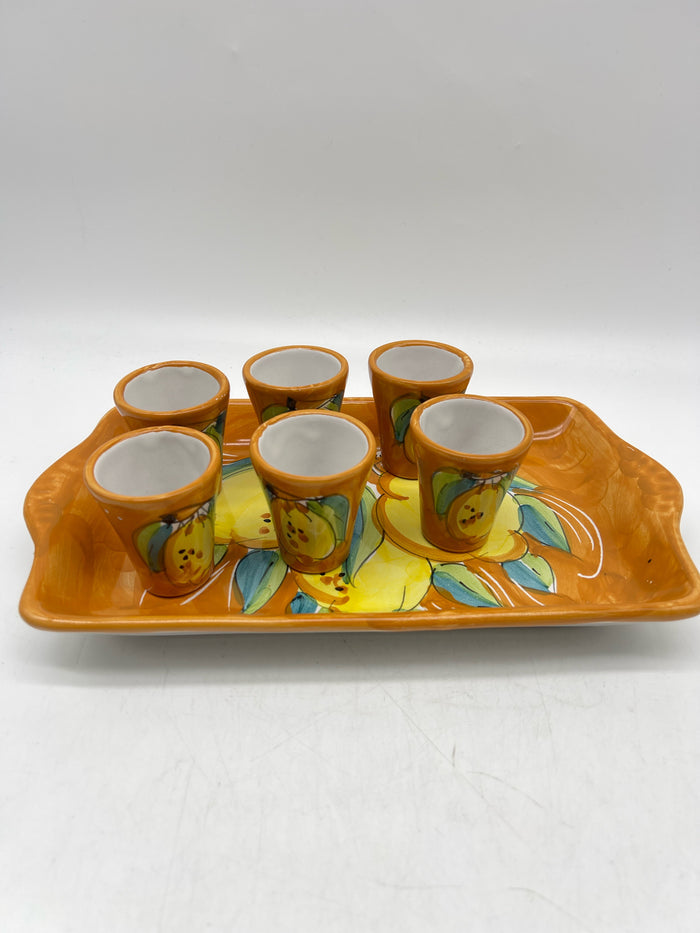 LIMONCELLO SERVING TRAY & 6 SHOT GLASSES