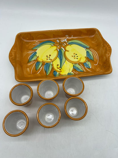 LIMONCELLO SERVING TRAY & 6 SHOT GLASSES