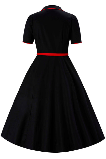 Mabel Rockabilly Midi Shirt Dress With Swallow Embroidery
