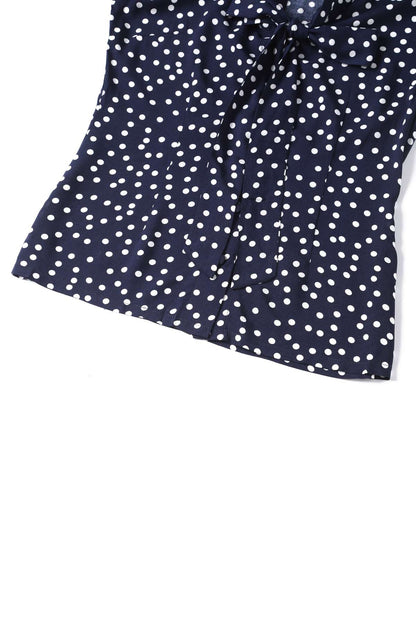 Margaret Polka Dot Long Sleeved Blouse In Dark Blue