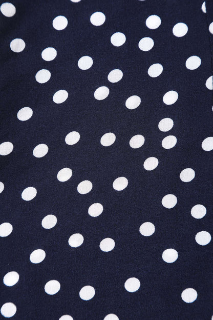 Margaret Polka Dot Long Sleeved Blouse In Dark Blue