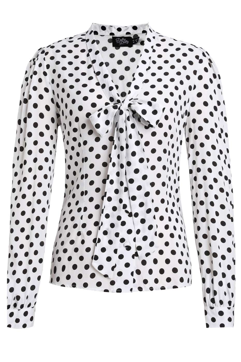 Margaret Polka Dot Long Sleeved Blouse In White