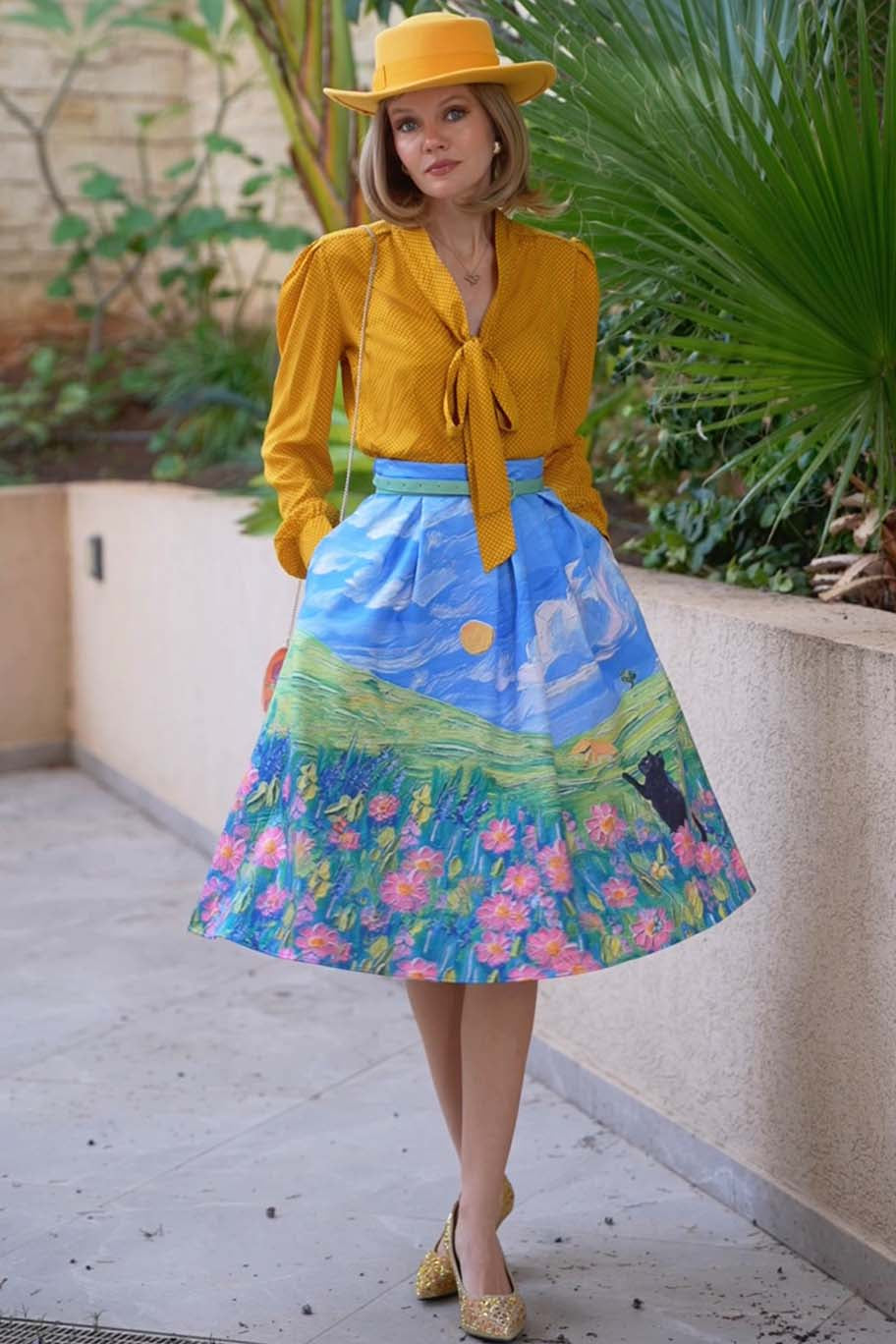 Margaret Polka Dot Long Sleeved Blouse In Yellow