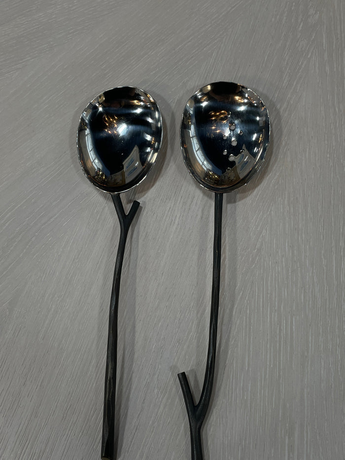 MICHAEL ARAM SERVING SPOONS METAL TWIG COLLECTION DESIGN
