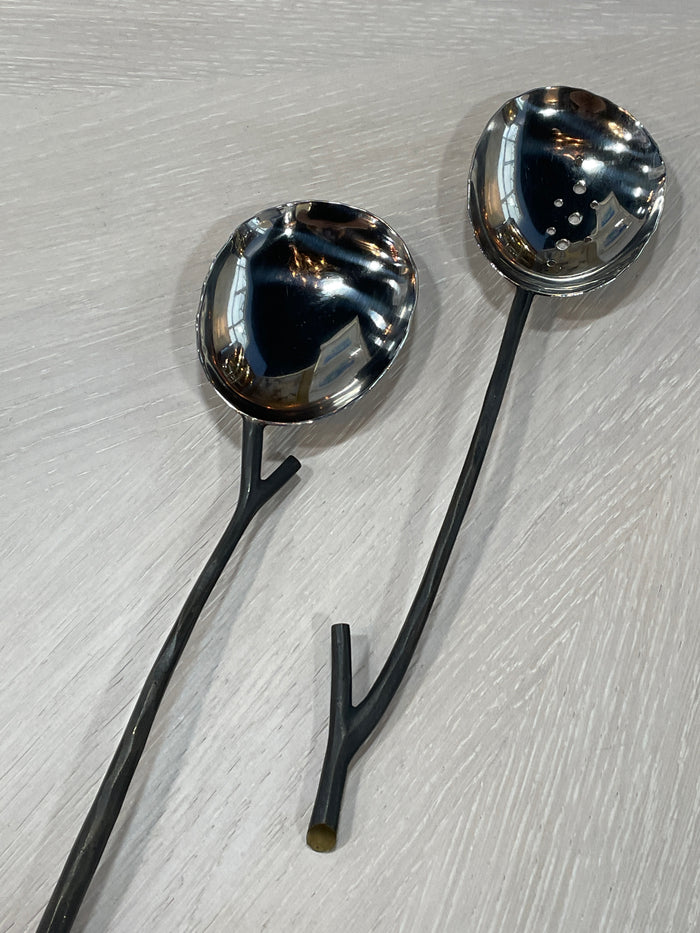 MICHAEL ARAM SERVING SPOONS METAL TWIG COLLECTION DESIGN