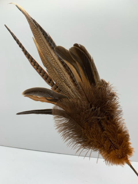 MIXED PHEASANT FEATHER SPRAY WITH ORANGE FEATHERS