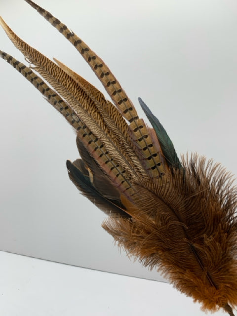 MIXED PHEASANT FEATHER SPRAY WITH ORANGE FEATHERS