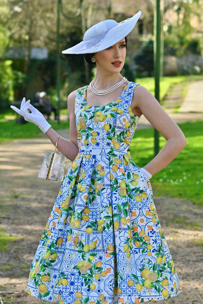 Amanda Mediterranean Lemon Swing Dress