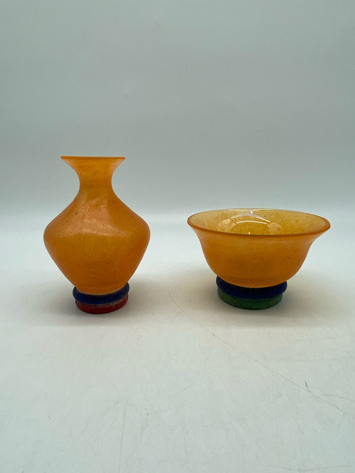 MURANO 2 PIECE ORANGE TRI- COLOR GLASSWARE SET