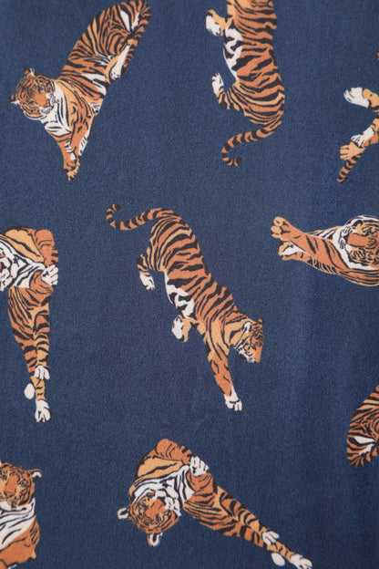 Matilda Navy Blue Tiger Print Wrap Dress