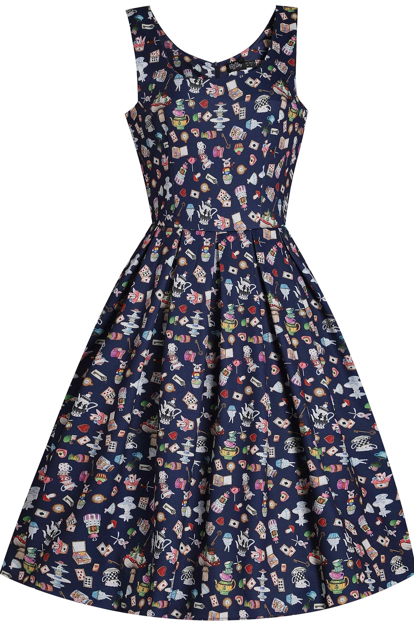 Amanda Navy Blue Wonderland Swing Dress