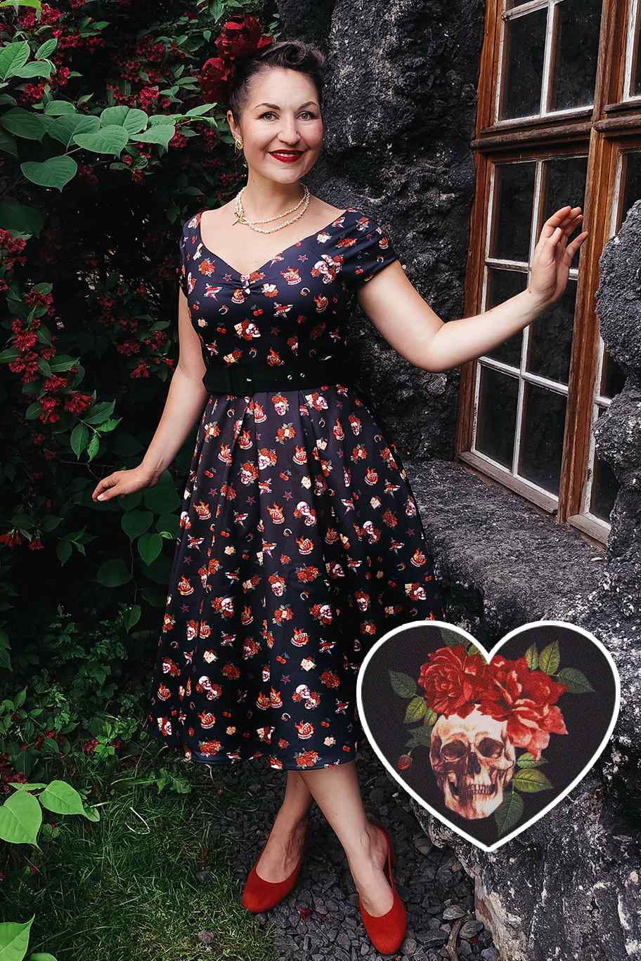Lily Off Shoulder Rockabilly Circle Dress