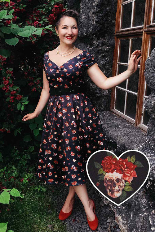 Lily Off Shoulder Rockabilly Circle Dress