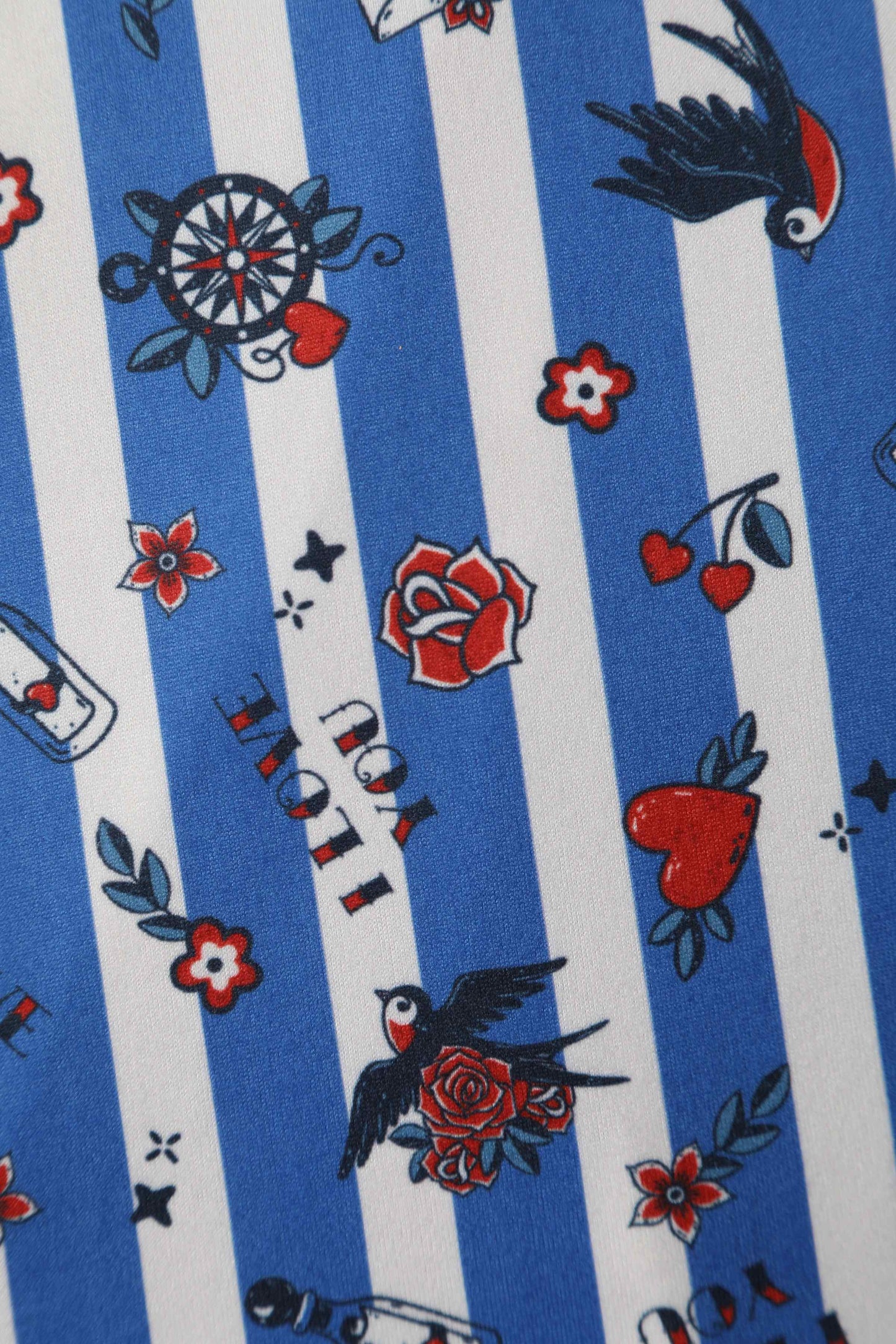 Matilda Old School Tattoo Blue Striped Wrap Dress