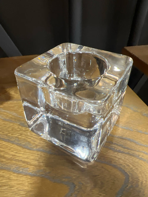 ORREFORS CRYSTAL VOTIVE ICE CUBE DESIGN