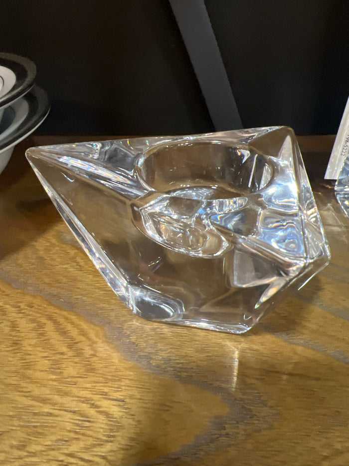ORREFORS CRYSTAL VOTIVE TRIANGULAR ICE CUBE DESIGN