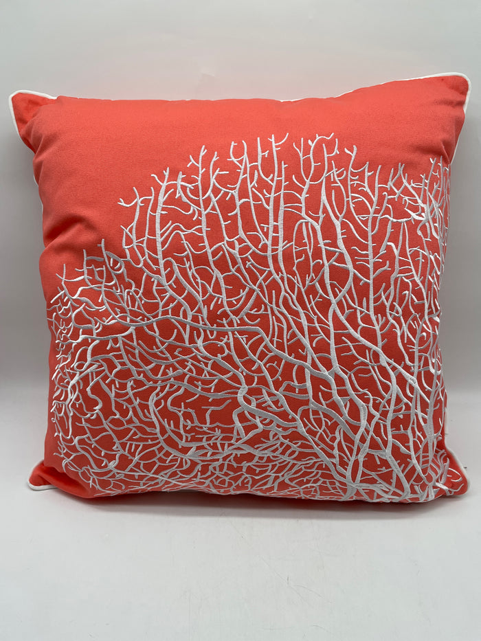 OUTDOOR DECORATIVE PILLOW SUN RESISTANT FAN CORAL