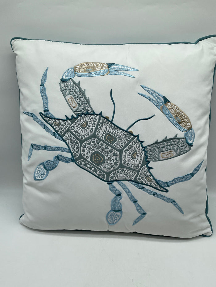 OUTDOOR DECORATIVE PILLOW SUN RESISTANT SEA GLASS TRIBAL CRAB