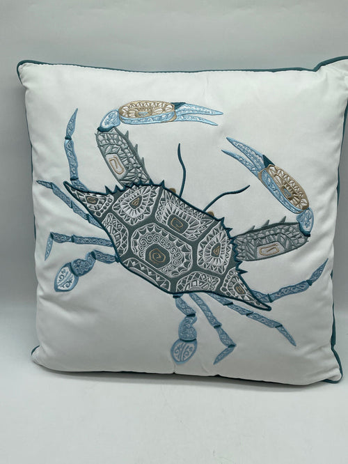 OUTDOOR DECORATIVE PILLOW SUN RESISTANT SEA GLASS TRIBAL CRAB