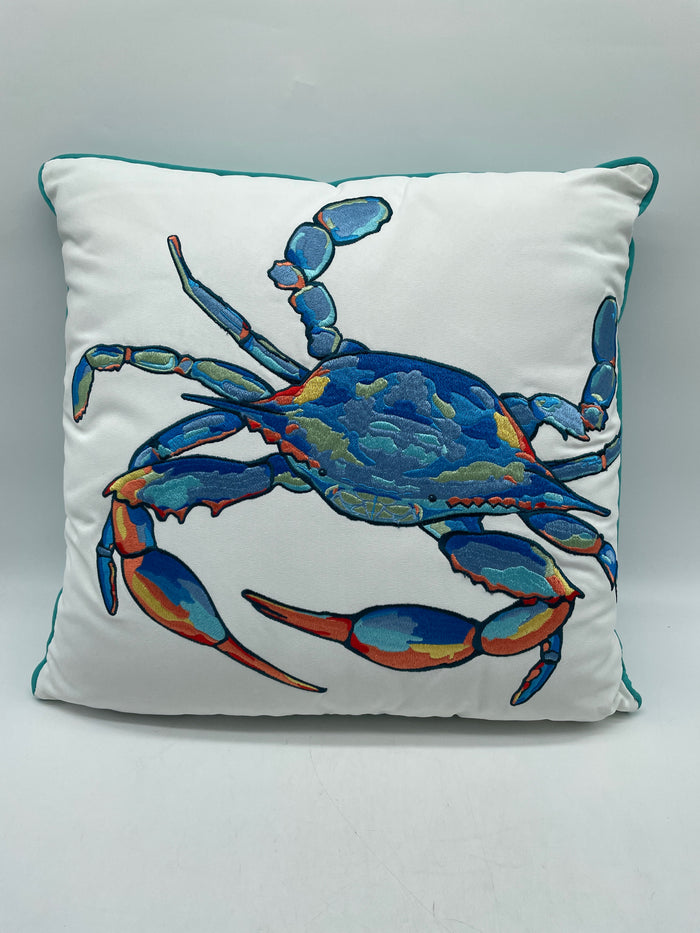 OUTDOOR DECORATIVE PILLOW SUN RESISTANT TROPICAL PUNCH HAPPY CRAB