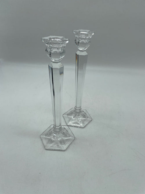 PAIR CUT GLASS CANDLE STICKS