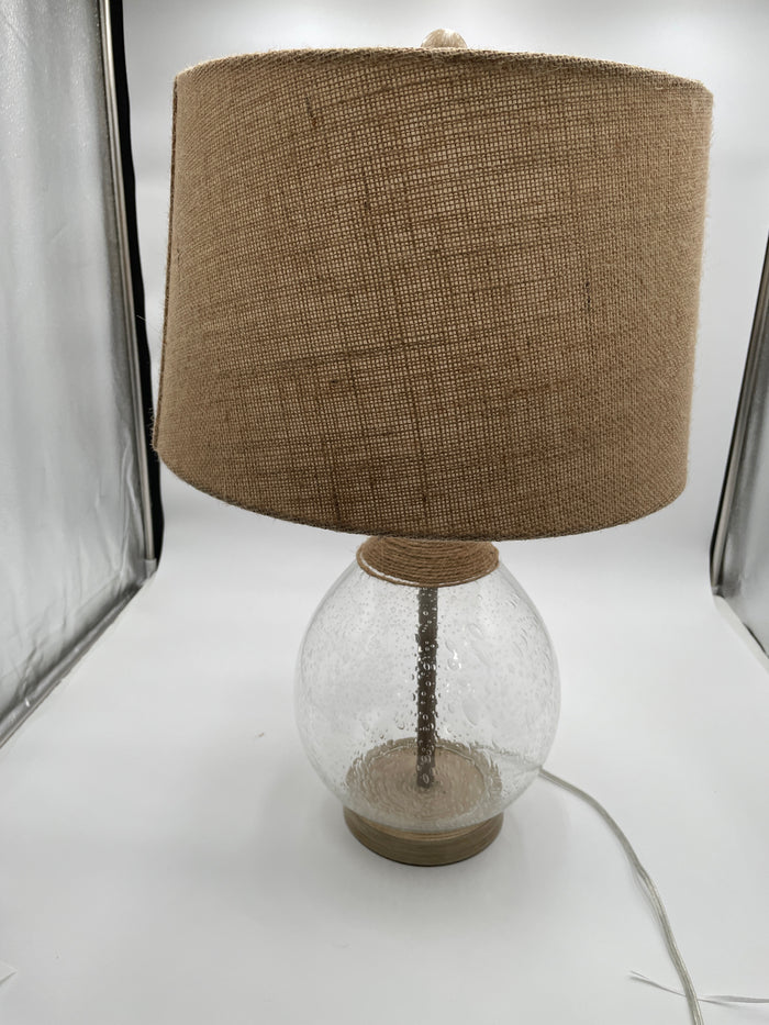 PAIR OF LAMPS GLASS GLOBES WITH ROPE DETAIL