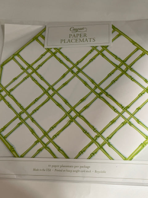PAPER PLACEMATS BAMBOO SCREEN MOSS GREEN