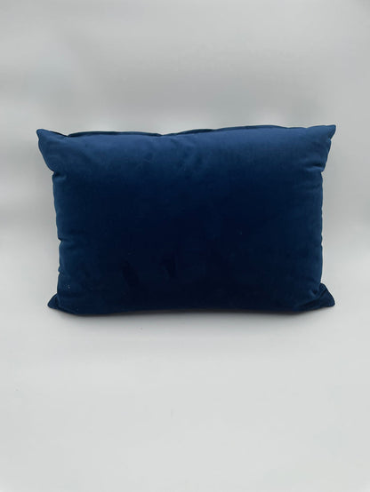 PILLOW BLUE BELVET WITH BEADED DETAIL