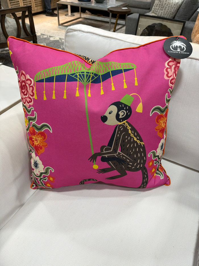 PILLOW DOUBLE SIDED PINK RIGHT  MULTI AND CHEETAH PRINT