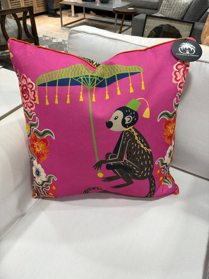PILLOW DOUBLE SIDED PINK RIGHT  MULTI AND CHEETAH PRINT