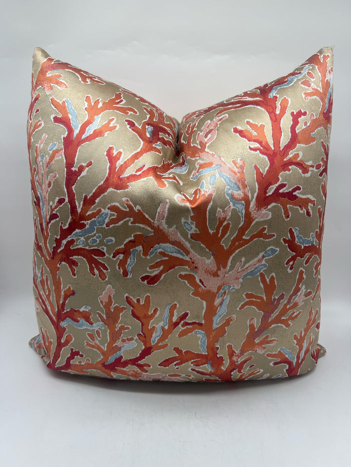 PILLOW GOLD WITH CORAL DESIGN