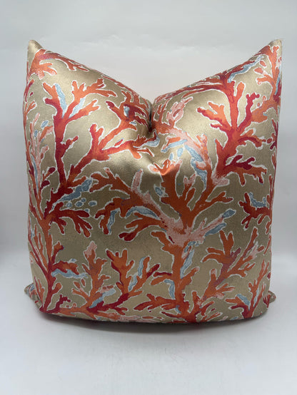 PILLOW GOLD WITH CORAL DESIGN