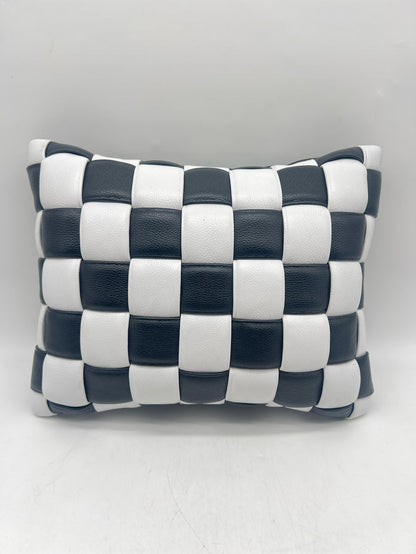 PILLOW LEATHER BLACK & WHITE CHECKERED