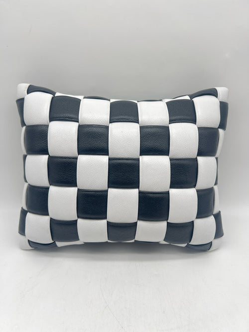 PILLOW LEATHER BLACK & WHITE CHECKERED