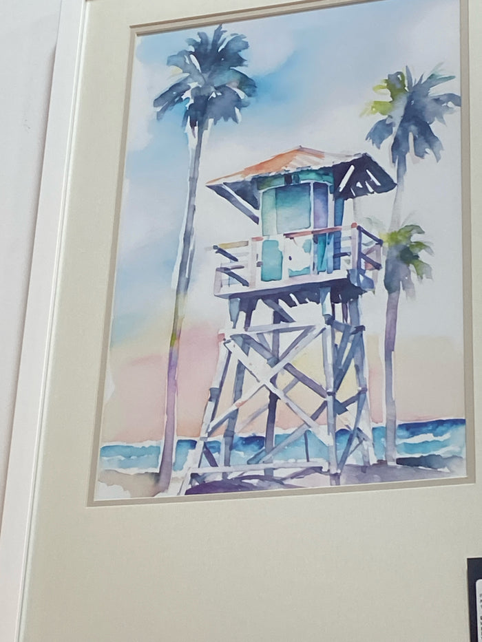 PRINT BOHO BEACHY BLUE IN WHITE FRAME