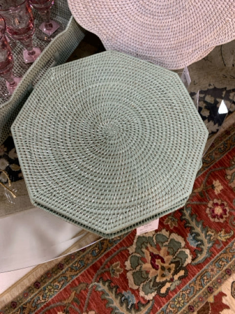 RATTAN OCTAGONAL PLACEMAT GREEN #HPM804