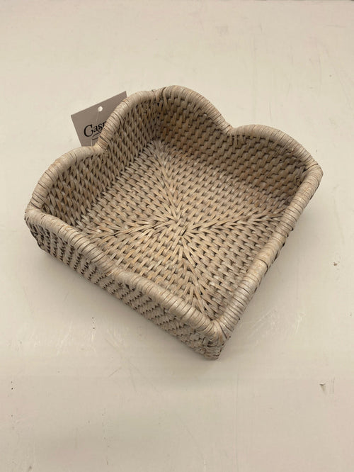 RATTAN SCALLOP EDGE COCKTAIL NAPKIN HOLDER IVORY